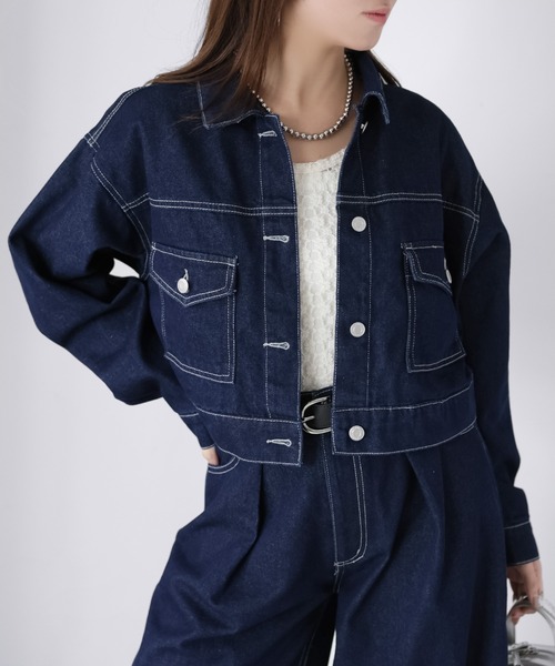 Riberry（リベリー）の「ショート丈デニムジャケット（デニムジャケット・レディース・ブルー/ブラック/ネイビー・FREE）」の20枚目の写真