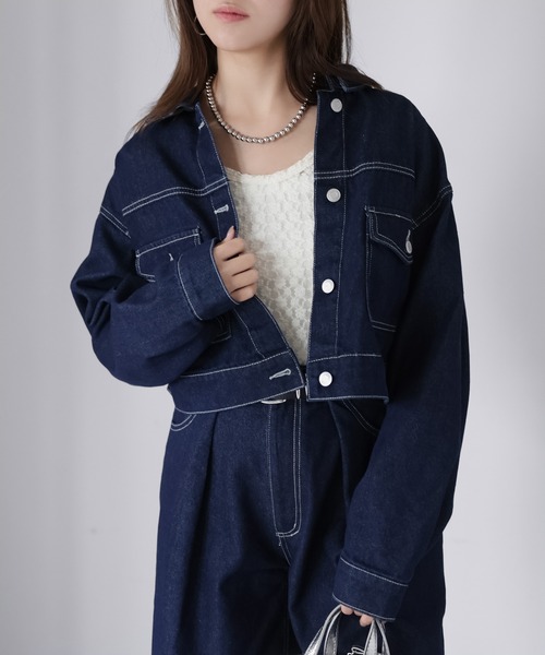 Riberry（リベリー）の「ショート丈デニムジャケット（デニムジャケット・レディース・ブルー/ブラック/ネイビー・FREE）」の21枚目の写真