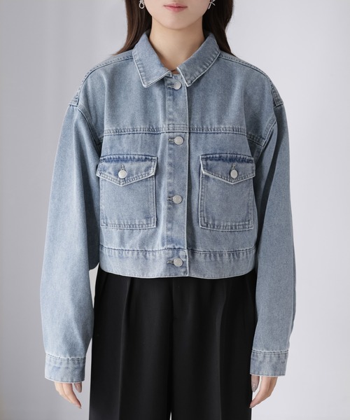 Riberry（リベリー）の「ショート丈デニムジャケット（デニムジャケット・レディース・ブルー/ブラック/ネイビー・FREE）」の10枚目の写真