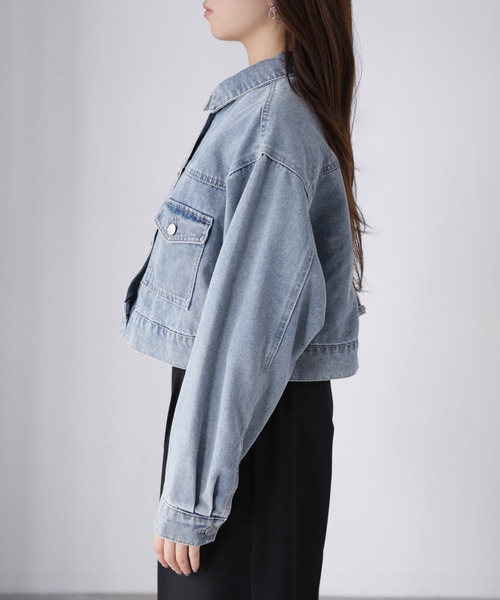 Riberry（リベリー）の「ショート丈デニムジャケット（デニムジャケット・レディース・ブルー/ブラック/ネイビー・FREE）」の11枚目の写真