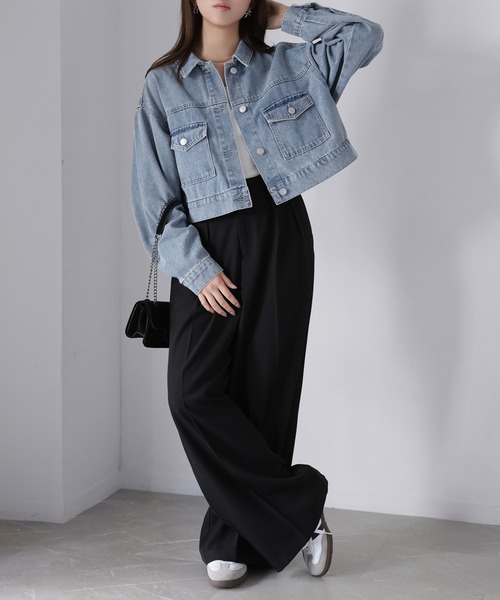 Riberry（リベリー）の「ショート丈デニムジャケット（デニムジャケット・レディース・ブルー/ブラック/ネイビー・FREE）」の15枚目の写真