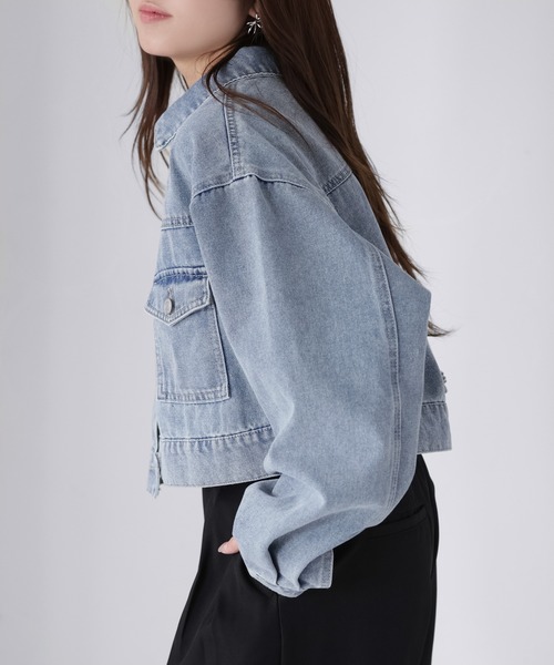 Riberry（リベリー）の「ショート丈デニムジャケット（デニムジャケット・レディース・ブルー/ブラック/ネイビー・FREE）」の19枚目の写真