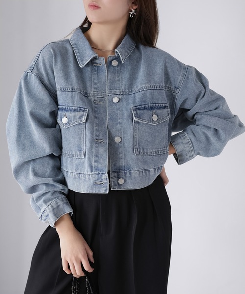 Riberry（リベリー）の「ショート丈デニムジャケット（デニムジャケット・レディース・ブルー/ブラック/ネイビー・FREE）」の9枚目の写真