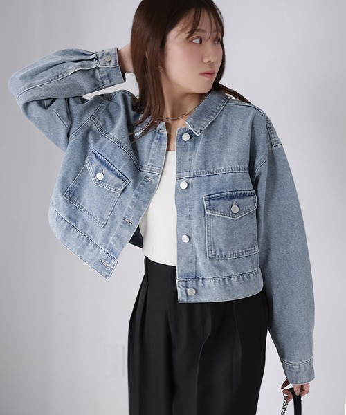 Riberry（リベリー）の「ショート丈デニムジャケット（デニムジャケット・レディース・ブルー/ブラック/ネイビー・FREE）」の18枚目の写真