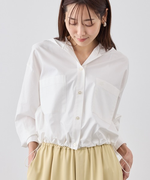 ROPE' PICNIC(ロペピクニック)の「フーディーシャツ(シャツ/ブラウス・レディース・サックスブルー/ライトグリーン/ホワイト・FREE)」の2枚目の写真