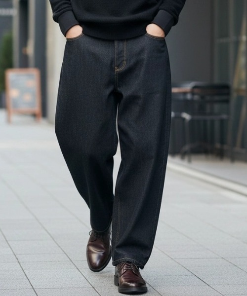 VISION STREET WEAR(ヴィジョンストリートウェア)の「VISION STREET WEAR/ヴィジョンストリートウェア オーバーサイズ リジッド ワイドデニムパンツ/バギーパンツ/レディース メンズ(デニムパンツ・メンズ・ブラック/ネイビー・LL/M/L)」の1枚目の写真