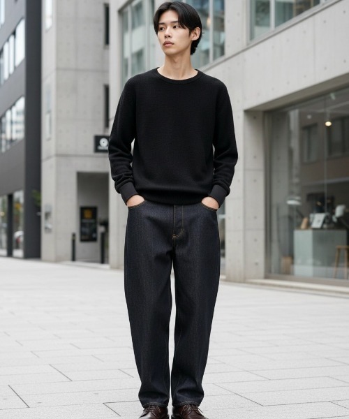 VISION STREET WEAR(ヴィジョンストリートウェア)の「VISION STREET WEAR/ヴィジョンストリートウェア オーバーサイズ リジッド ワイドデニムパンツ/バギーパンツ/レディース メンズ(デニムパンツ・メンズ・ブラック/ネイビー・LL/M/L)」の22枚目の写真