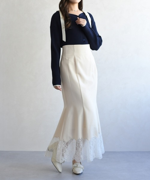 31 Sons de mode（トランテアン　ソン　ドゥ　モード）の「2026春夏新作 裾レースマーメイドスカート（スカート・レディース・ピンク/アイボリー・M/S）」の7枚目の写真