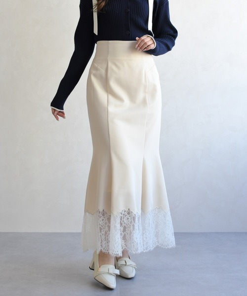 31 Sons de mode（トランテアン　ソン　ドゥ　モード）の「2026春夏新作 裾レースマーメイドスカート（スカート・レディース・ピンク/アイボリー・M/S）」の4枚目の写真