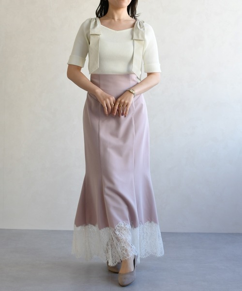 31 Sons de mode（トランテアン　ソン　ドゥ　モード）の「2026春夏新作 裾レースマーメイドスカート（スカート・レディース・ピンク/アイボリー・M/S）」の17枚目の写真