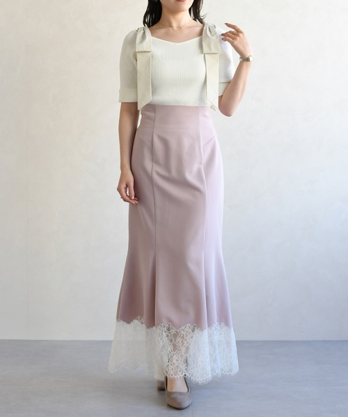 31 Sons de mode（トランテアン　ソン　ドゥ　モード）の「2026春夏新作 裾レースマーメイドスカート（スカート・レディース・ピンク/アイボリー・M/S）」の18枚目の写真