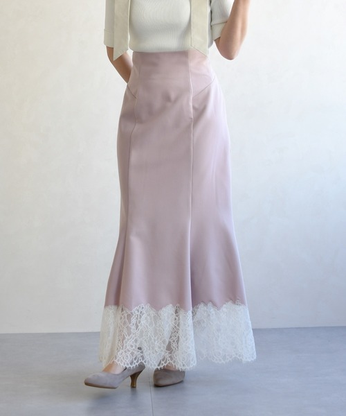 31 Sons de mode（トランテアン　ソン　ドゥ　モード）の「2026春夏新作 裾レースマーメイドスカート（スカート・レディース・ピンク/アイボリー・M/S）」の10枚目の写真
