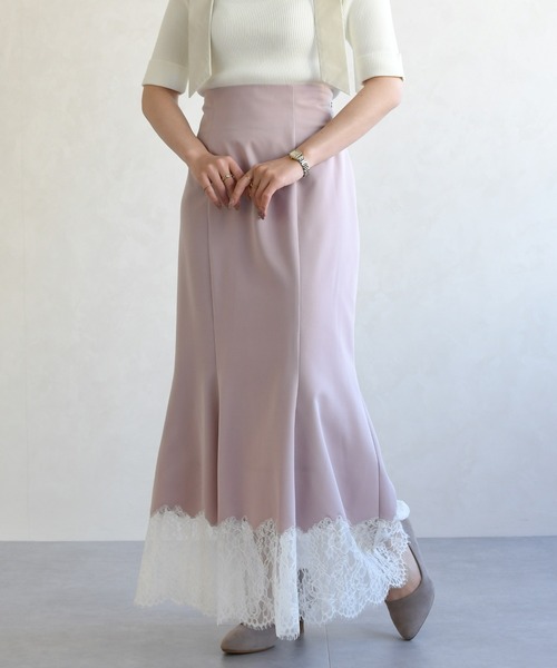 31 Sons de mode（トランテアン　ソン　ドゥ　モード）の「2026春夏新作 裾レースマーメイドスカート（スカート・レディース・ピンク/アイボリー・M/S）」の8枚目の写真