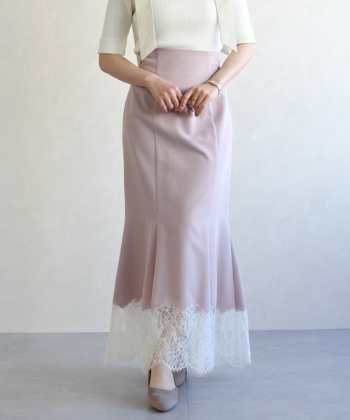 31 Sons de mode（トランテアン　ソン　ドゥ　モード）の「2026春夏新作 裾レースマーメイドスカート（スカート・レディース・ピンク/アイボリー・M/S）」の9枚目の写真