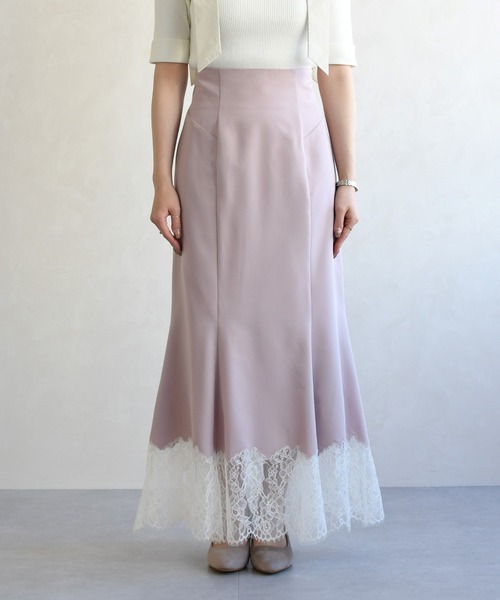 31 Sons de mode（トランテアン　ソン　ドゥ　モード）の「2026春夏新作 裾レースマーメイドスカート（スカート・レディース・ピンク/アイボリー・M/S）」の11枚目の写真