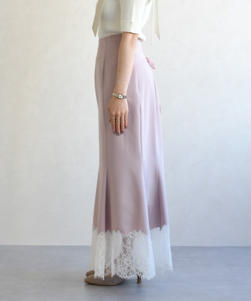 31 Sons de mode（トランテアン　ソン　ドゥ　モード）の「2026春夏新作 裾レースマーメイドスカート（スカート・レディース・ピンク/アイボリー・M/S）」の12枚目の写真