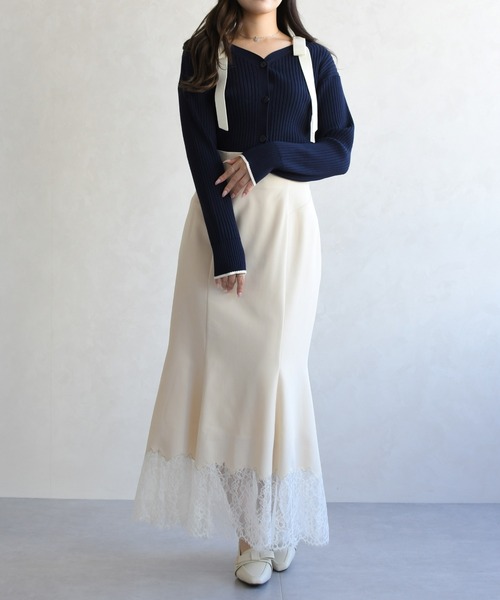 31 Sons de mode（トランテアン　ソン　ドゥ　モード）の「2026春夏新作 裾レースマーメイドスカート（スカート・レディース・ピンク/アイボリー・M/S）」の5枚目の写真