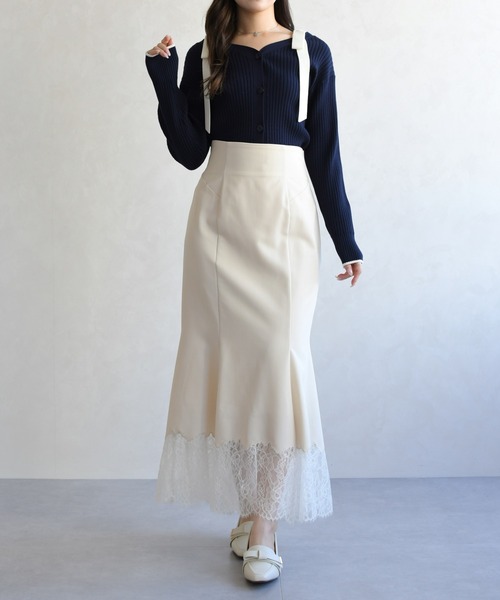 31 Sons de mode（トランテアン　ソン　ドゥ　モード）の「2026春夏新作 裾レースマーメイドスカート（スカート・レディース・ピンク/アイボリー・M/S）」の6枚目の写真