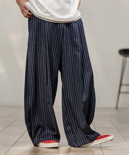 CAMBIO（カンビオ）の「mp14742-ピンストライプイージースラックスパンツ（スラックス・メンズ・グレー/ベージュ/ネイビー・M/L/XL）」の3枚目の写真