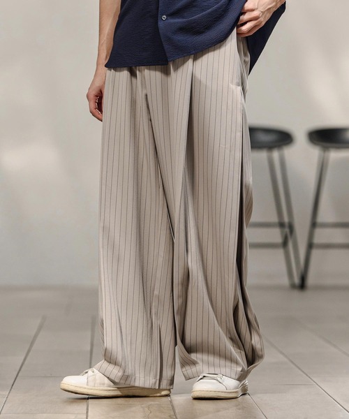 CAMBIO（カンビオ）の「mp14742-ピンストライプイージースラックスパンツ（スラックス・メンズ・グレー/ベージュ/ネイビー・M/L/XL）」の4枚目の写真