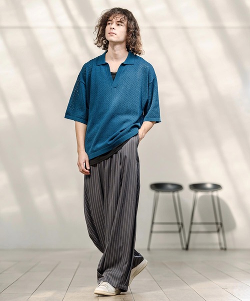 CAMBIO（カンビオ）の「mp14742-ピンストライプイージースラックスパンツ（スラックス・メンズ・グレー/ベージュ/ネイビー・M/L/XL）」の14枚目の写真