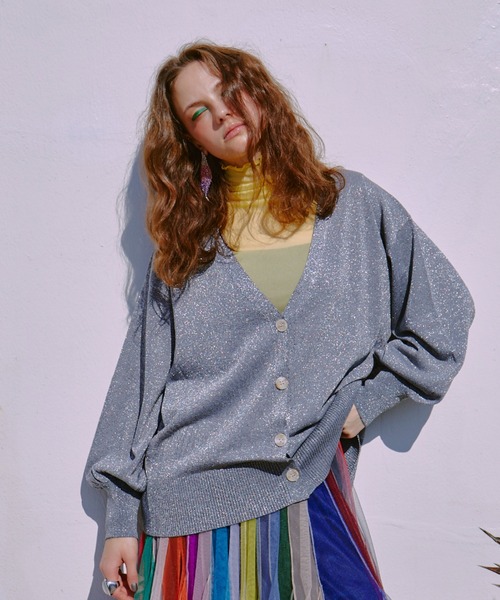 manana suerte(マニャーナスエルテ)の「ラメニットカーディガン(カーディガン/ボレロ・レディース・シルバー・FREE)」の1枚目の写真