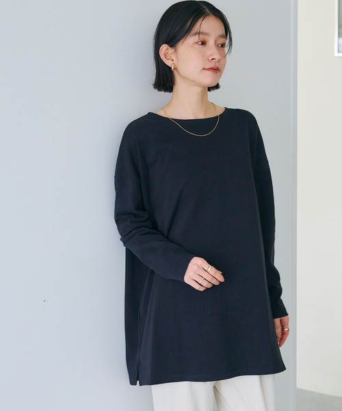 CROSS FUNCTION（クロスファンクション）の「《よれにくい》エブ楽 オーバーサイズロングスリーブコットンTシャツ【CROSS FUNCTION/クロスファンクション】（Tシャツ/カットソー・レディース・ブラック/カーキ/オフホワイト/チャコールグレー・M/L/LL）」の3枚目の写真