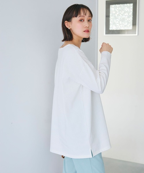 CROSS FUNCTION（クロスファンクション）の「《よれにくい》エブ楽 オーバーサイズロングスリーブコットンTシャツ【CROSS FUNCTION/クロスファンクション】（Tシャツ/カットソー・レディース・ブラック/カーキ/オフホワイト/チャコールグレー・M/L/LL）」の16枚目の写真