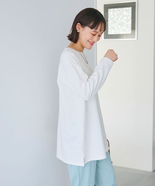 CROSS FUNCTION（クロスファンクション）の「《よれにくい》エブ楽 オーバーサイズロングスリーブコットンTシャツ【CROSS FUNCTION/クロスファンクション】（Tシャツ/カットソー・レディース・ブラック/カーキ/オフホワイト/チャコールグレー・M/L/LL）」の17枚目の写真