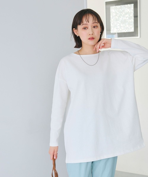 CROSS FUNCTION（クロスファンクション）の「《よれにくい》エブ楽 オーバーサイズロングスリーブコットンTシャツ【CROSS FUNCTION/クロスファンクション】（Tシャツ/カットソー・レディース・ブラック/カーキ/オフホワイト/チャコールグレー・M/L/LL）」の13枚目の写真