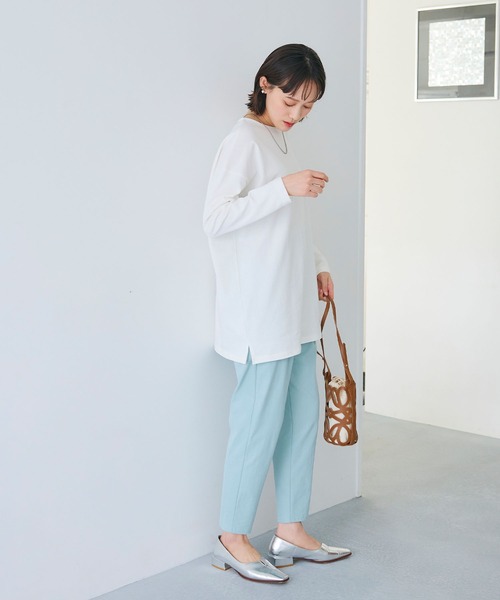 CROSS FUNCTION（クロスファンクション）の「《よれにくい》エブ楽 オーバーサイズロングスリーブコットンTシャツ【CROSS FUNCTION/クロスファンクション】（Tシャツ/カットソー・レディース・ブラック/カーキ/オフホワイト/チャコールグレー・M/L/LL）」の21枚目の写真