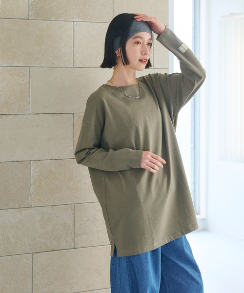 CROSS FUNCTION（クロスファンクション）の「《よれにくい》エブ楽 オーバーサイズロングスリーブコットンTシャツ【CROSS FUNCTION/クロスファンクション】（Tシャツ/カットソー・レディース・ブラック/カーキ/オフホワイト/チャコールグレー・M/L/LL）」の5枚目の写真