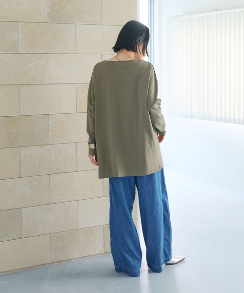 CROSS FUNCTION（クロスファンクション）の「《よれにくい》エブ楽 オーバーサイズロングスリーブコットンTシャツ【CROSS FUNCTION/クロスファンクション】（Tシャツ/カットソー・レディース・ブラック/カーキ/オフホワイト/チャコールグレー・M/L/LL）」の11枚目の写真