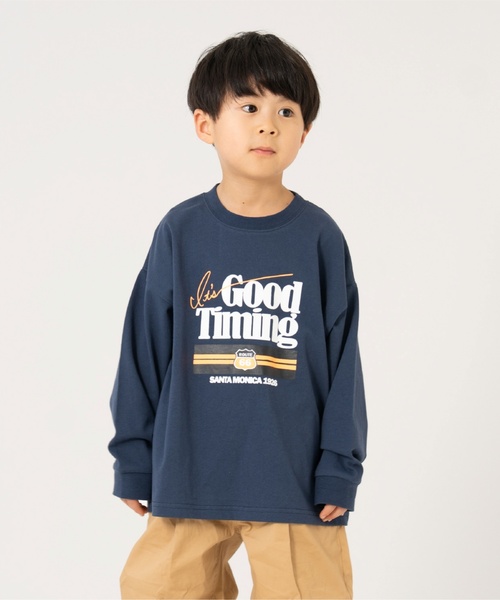 and D. petit main（アンドディープティマイン）の「【親子リンク】【綿100%】【365D.】ストリートロゴ長袖Tシャツ（Tシャツ/カットソー・キッズ・カーキ/ネイビー/チャコール/ピンク/ホワイト/ベージュ系その他・130cm/90cm/110cm/120cm/140cm/100cm）」の5枚目の写真