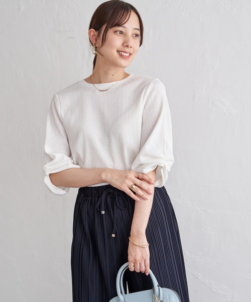 IKKA LOUNGE(イッカラウンジ)の「ジャガードホイップスリーブプルオーバー(Tシャツ/カットソー・レディース・オフホワイト/ネイビー/ミント・M/L)」の10枚目の写真