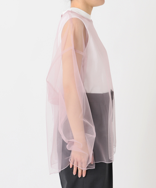 CITYSHOP(シティーショップ)の「《追加2》TULLE T-SHIRTS:ブラウス(シャツ/ブラウス・レディース・ネイビー/ピンク・FREE)」の5枚目の写真