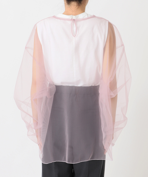 CITYSHOP(シティーショップ)の「《追加2》TULLE T-SHIRTS:ブラウス(シャツ/ブラウス・レディース・ネイビー/ピンク・FREE)」の6枚目の写真