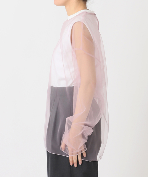 CITYSHOP(シティーショップ)の「《追加2》TULLE T-SHIRTS:ブラウス(シャツ/ブラウス・レディース・ネイビー/ピンク・FREE)」の7枚目の写真