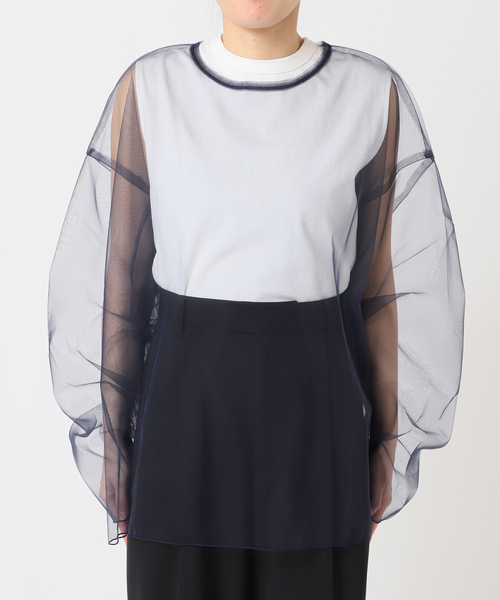 CITYSHOP(シティーショップ)の「《追加2》TULLE T-SHIRTS:ブラウス(シャツ/ブラウス・レディース・ネイビー/ピンク・FREE)」の13枚目の写真