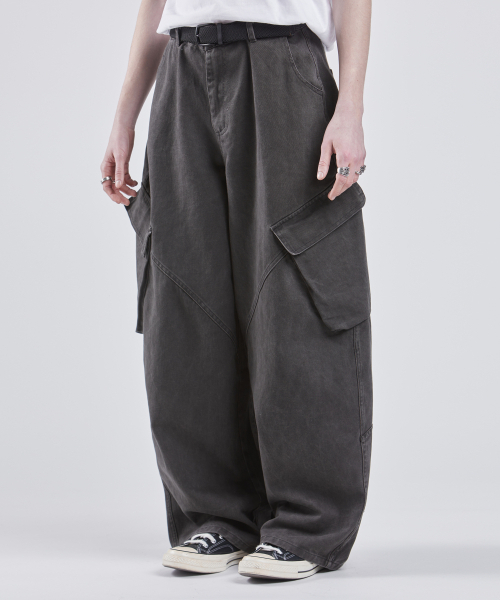 VTWO(ブイツー)の「ウォッシュドワイドカーゴコットンパンツ (ブラック)(その他パンツ・メンズ・その他・SMALL/MEDIUM/LARGE)」の2枚目の写真