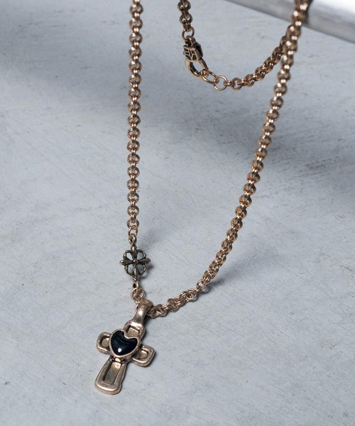 GOLDY（ゴールディ）の「ヴィンテージ ハート エンベッド クロス ネックレス（ネックレス・レディース・ゴールド系2/シルバー系1/ゴールド系1/シルバー系2・FREE）」の4枚目の写真