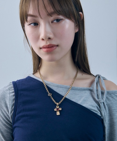 GOLDY（ゴールディ）の「ヴィンテージ ハート エンベッド クロス ネックレス（ネックレス・レディース・ゴールド系2/シルバー系1/ゴールド系1/シルバー系2・FREE）」の9枚目の写真
