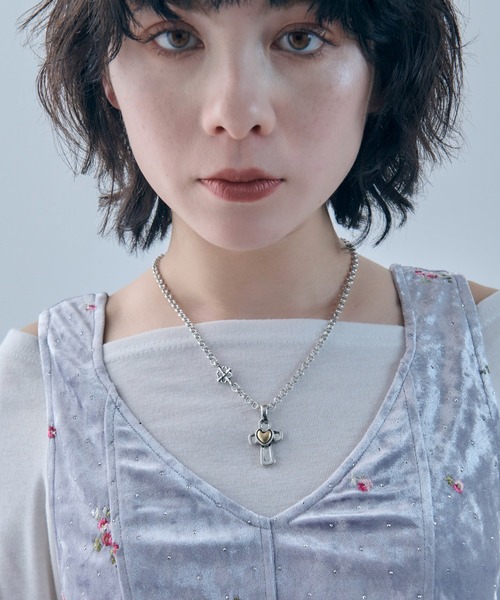 GOLDY（ゴールディ）の「ヴィンテージ ハート エンベッド クロス ネックレス（ネックレス・レディース・ゴールド系2/シルバー系1/ゴールド系1/シルバー系2・FREE）」の13枚目の写真