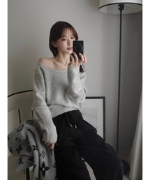 amel（エイメル）の「オフショルダーオーバーサイズニット/グレー（ニット/セーター）」