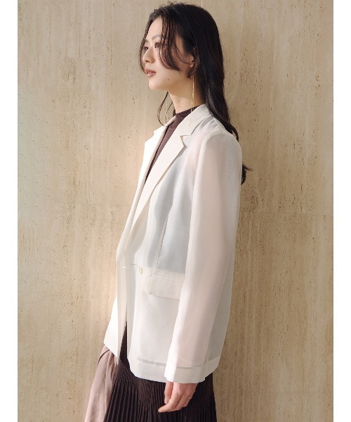 anuans（アニュアンス）の「エアリーシアーダブルジャケット（テーラードジャケット・レディース・アイボリー/ブラック/サックスブルー/ピンク・SMALL/MEDIUM）」の6枚目の写真