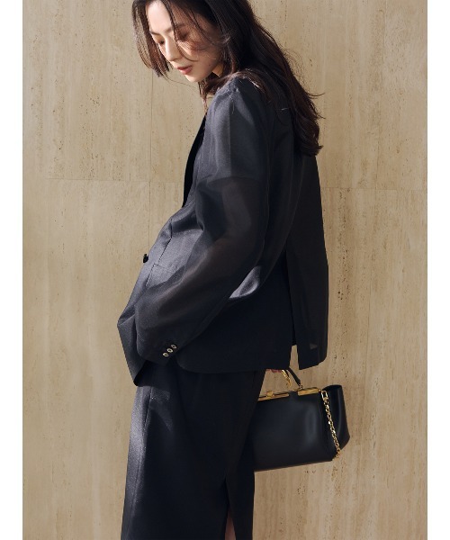 anuans（アニュアンス）の「エアリーシアーダブルジャケット（テーラードジャケット・レディース・アイボリー/ブラック/サックスブルー/ピンク・SMALL/MEDIUM）」の11枚目の写真