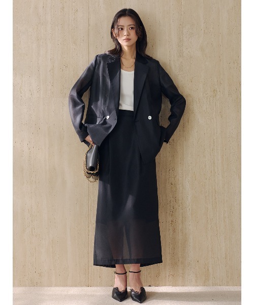 anuans（アニュアンス）の「エアリーシアーダブルジャケット（テーラードジャケット・レディース・アイボリー/ブラック/サックスブルー/ピンク・SMALL/MEDIUM）」の15枚目の写真