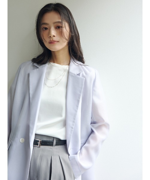 anuans（アニュアンス）の「エアリーシアーダブルジャケット（テーラードジャケット・レディース・アイボリー/ブラック/サックスブルー/ピンク・SMALL/MEDIUM）」の21枚目の写真