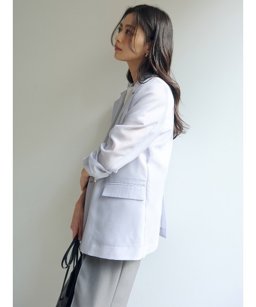 anuans（アニュアンス）の「エアリーシアーダブルジャケット（テーラードジャケット・レディース・アイボリー/ブラック/サックスブルー/ピンク・SMALL/MEDIUM）」の22枚目の写真