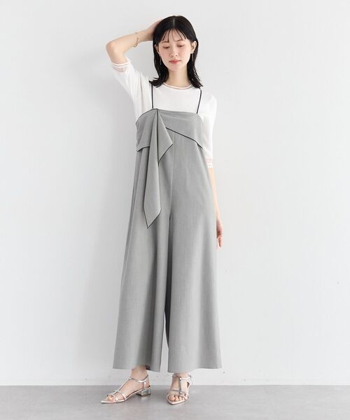 YECCA VECCA(イェッカヴェッカ)の「ラッフルキャミオールインワン(サロペット/オーバーオール・レディース・ブラック/グレー・FREE)」の3枚目の写真